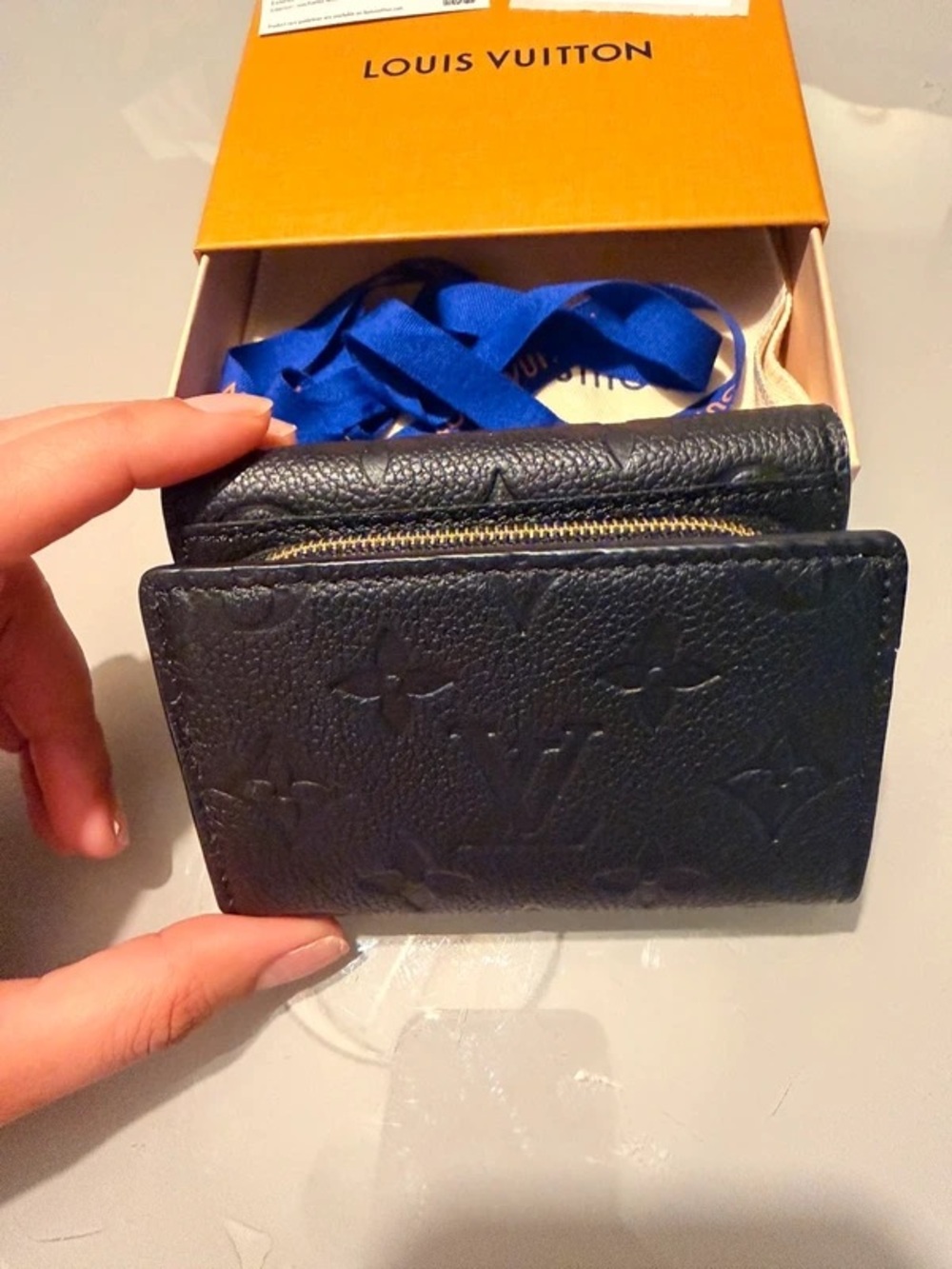 Louis Vuitton Black Embossed Monogram Leather Wallet with Gold Hardware - Picture 8 of 13